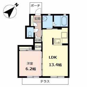 メサ・ヴェルデ(1LDK/1階)の間取り写真
