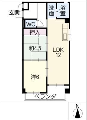 高砂コーポラス(2LDK/3階)の間取り写真