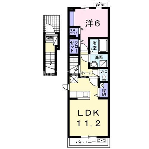 フローラ8(1LDK/2階)の間取り写真