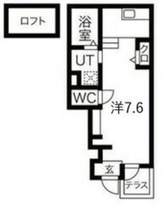 あんしん草部(ワンルーム/1階)の間取り写真