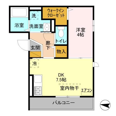 CHARMANT COURT MSIII(1DK/1階)の間取り写真