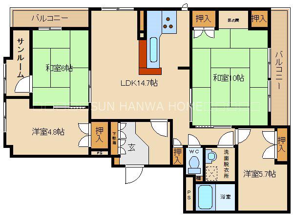メゾンドール清水(4LDK/3階)の間取り写真
