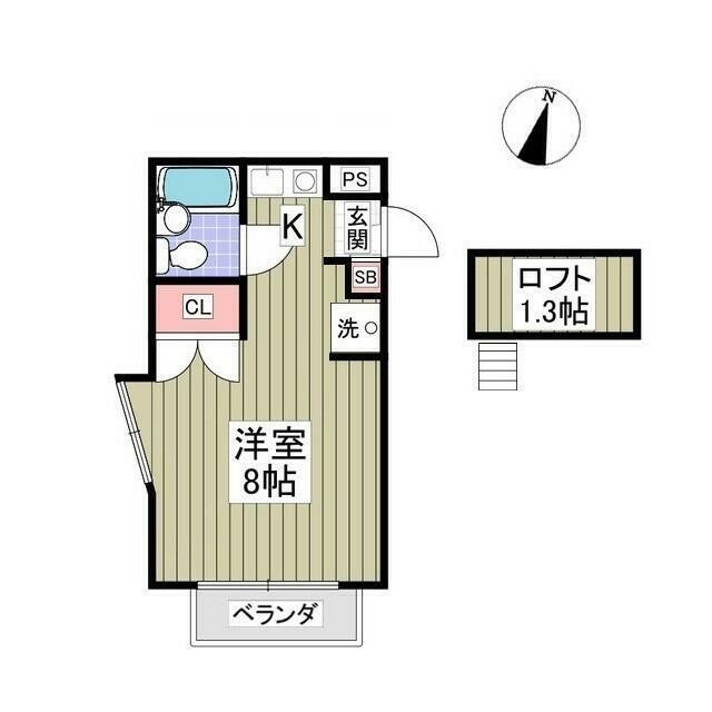 フローラルコートII(ワンルーム/2階)の間取り写真