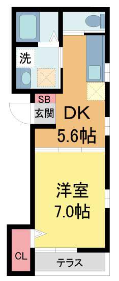 D-ROOM甲子園口(1DK/1階)の間取り写真