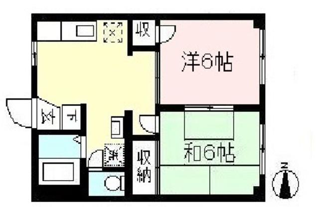 リバーハイツB(2DK/2階)の間取り写真