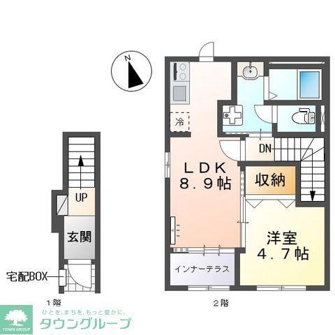 川越市小ヶ谷アパート工事(1LDK/2階)の間取り写真