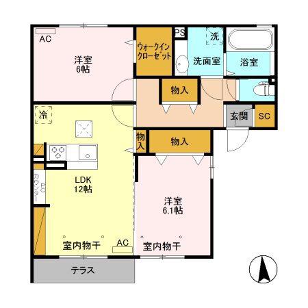 グランオッツV A(2LDK/1階)の間取り写真