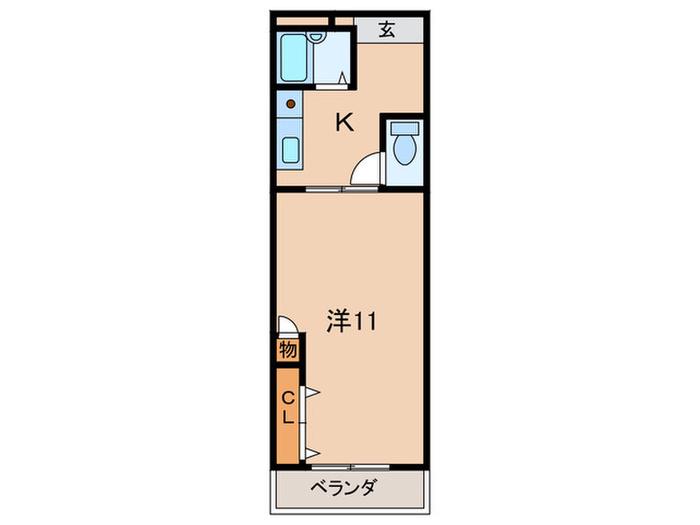 グランビュー太平(1K/4階)の間取り写真