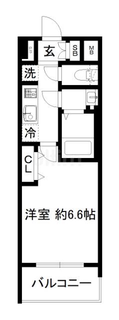 近鉄京都線 東寺駅 徒歩7分 7階建 築6年(1K/6階)の間取り写真