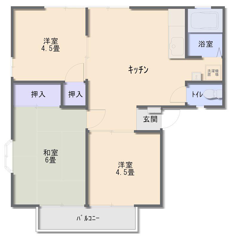 タウンハウスB(3DK/2階)の間取り写真
