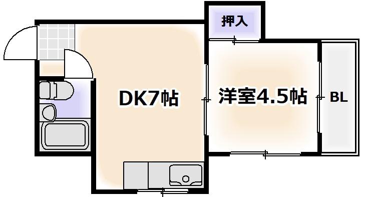 ABENO CINQ(1DK/4階)の間取り写真
