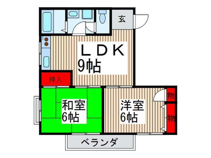 クィーンビルY(2LDK/3階)の間取り写真