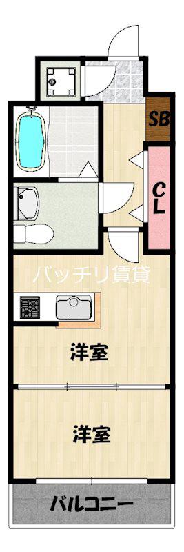 NO62 TOWERS AVANTGARDE 博多(2K/19階)の間取り写真