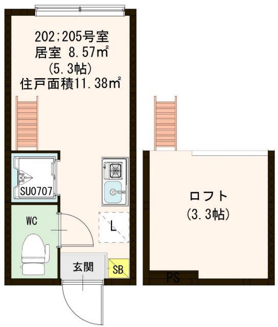 CFハイツ和田(ワンルーム/2階)の間取り写真