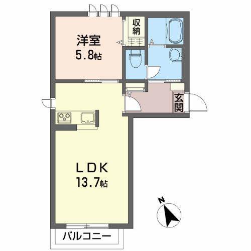 MOON VILLA(1LDK/1階)の間取り写真