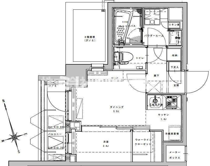 アジールコート大森西(1DK/5階)の間取り写真