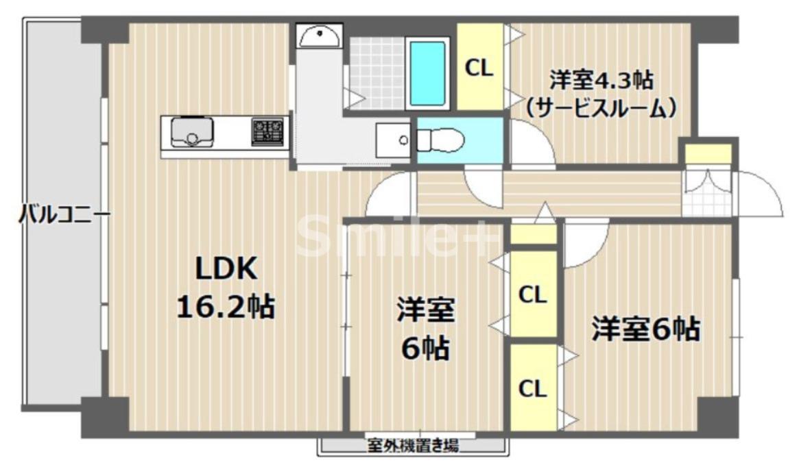 クレール今 イースト(2SLDK/7階)の間取り写真