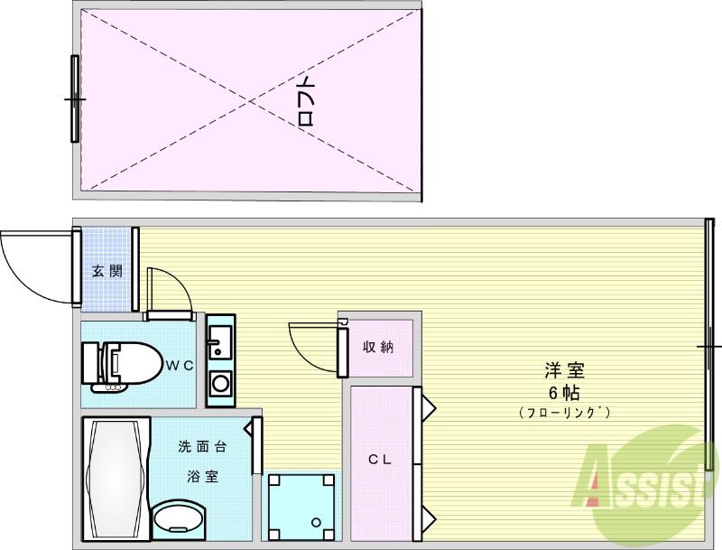 フォレスタ山手町(1K/2階)の間取り写真