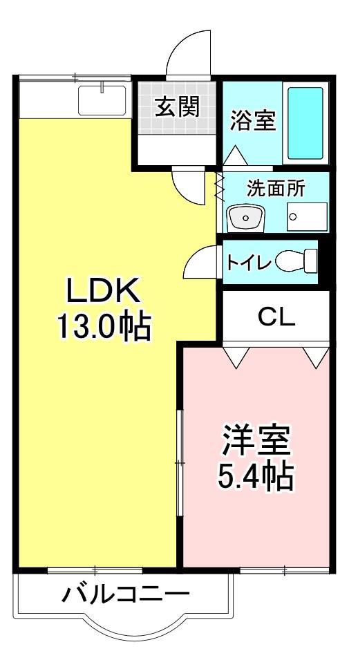 ベルマーレ栗東(1LDK/2階)の間取り写真