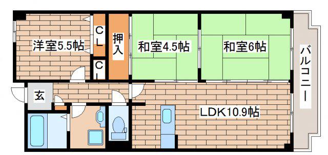 オルテンシア神戸(3LDK/4階)の間取り写真