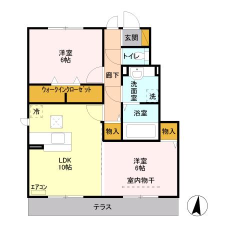 WIT松山(2LDK/1階)の間取り写真