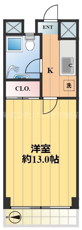 ヴィラ河合(1K/3階)の間取り写真