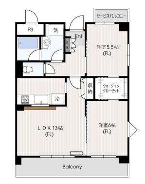 アネックスアベニュー(2LDK/4階)の間取り写真