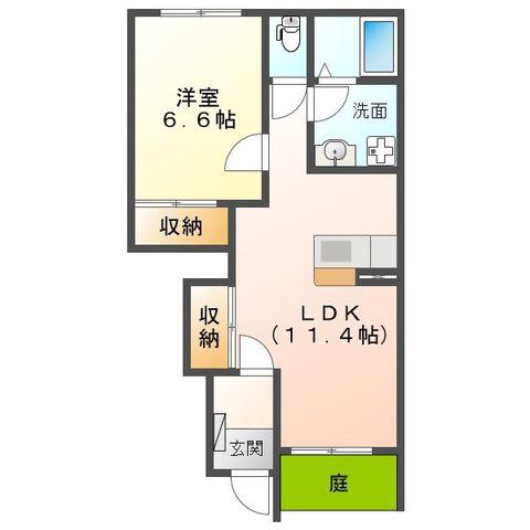 マシェリ(1LDK/1階)の間取り写真