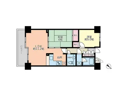 ジェネピア鴨川(2LDK/7階)の間取り写真