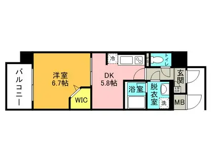 カンナビーノA(1DK/2階)の間取り写真