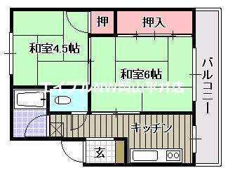 マンション旭畔(2K/3階)の間取り写真