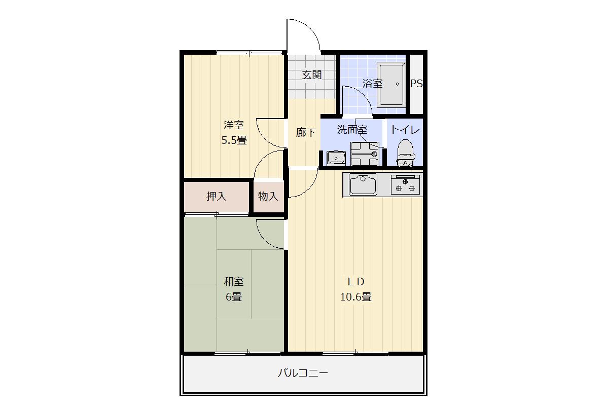 上河原ハイツ A(2LDK/2階)の間取り写真