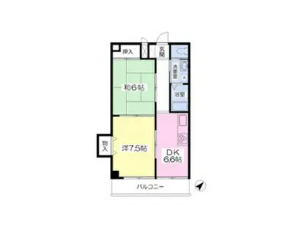 イーストHILLS(2DK/2階)の間取り写真