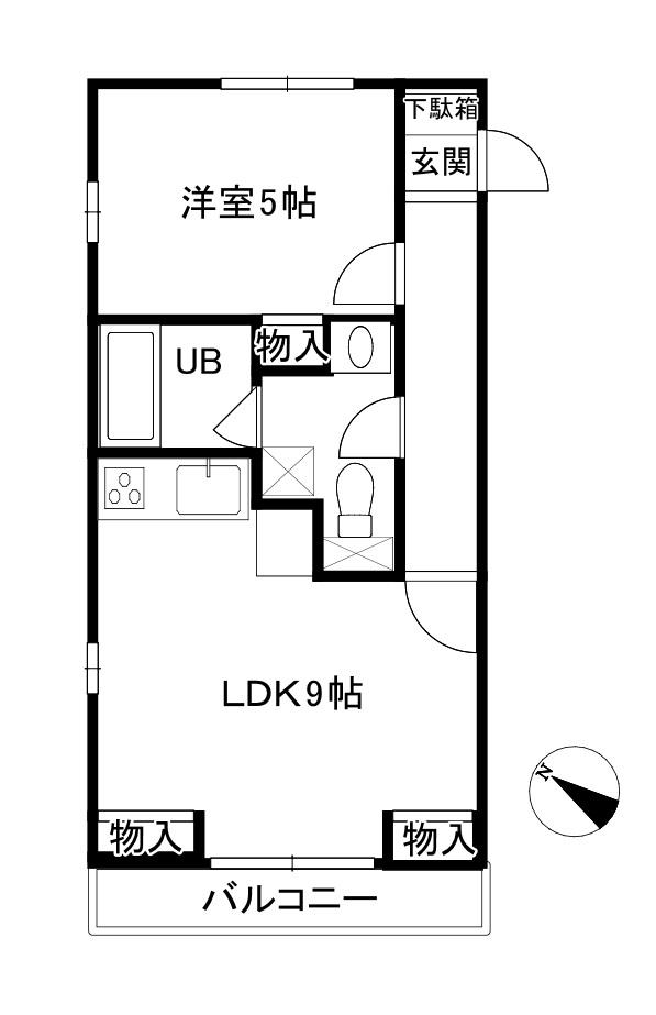 シーガル♯N208(1LDK/2階)の間取り写真
