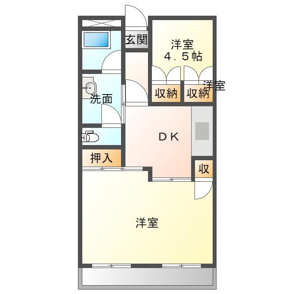アルファ新前橋(2DK/1階)の間取り写真
