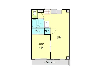 ヌーベル山下(1LDK/2階)の間取り写真