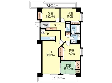 かすみがうらマンション(4LDK/5階)の間取り写真