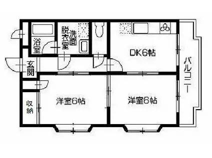 ハイグレース山口(2DK/3階)の間取り写真