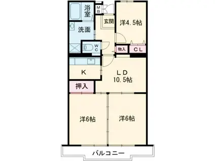 サニーハイツ花みずき(3LDK/4階)の間取り写真