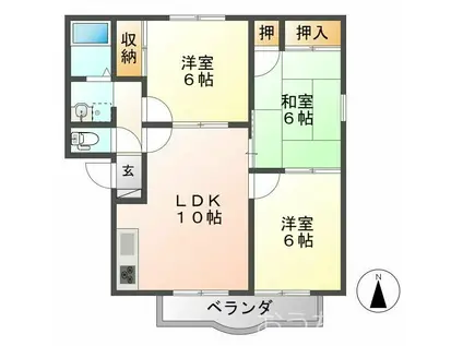 アネックスパル(3LDK/2階)の間取り写真