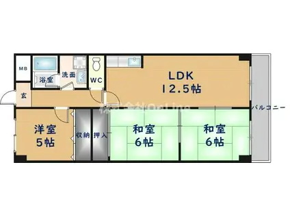 友田コーポラス(3LDK/2階)の間取り写真