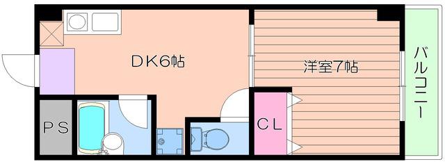 YKマンション(1DK/7階)の間取り写真