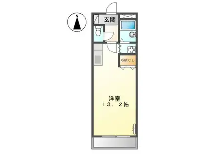 ヴィサージュ東森岡(ワンルーム/1階)の間取り写真