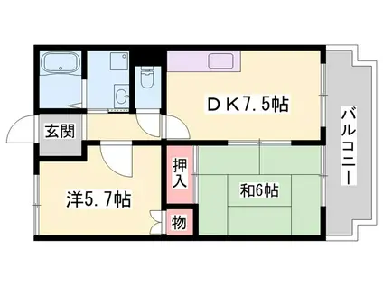 エクレール(2DK/3階)の間取り写真