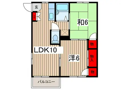 ハンキーハウス(2LDK/2階)の間取り写真