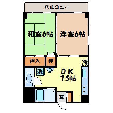 井上ビル(2DK/1階)の間取り写真