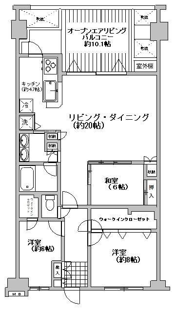 レイディアントシティ向ヶ丘遊園イタリア街区(3LDK/15階)の間取り写真