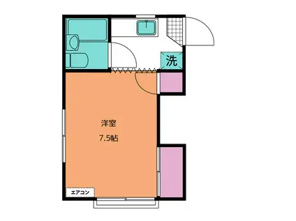 荒井ビュウ(ワンルーム/2階)の間取り写真
