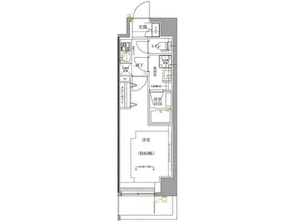ユリカロゼ五反野II(1K/4階)の間取り写真