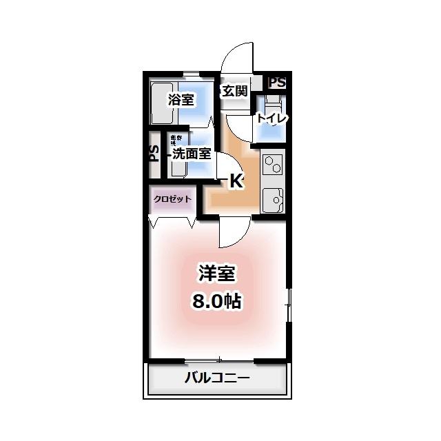 リバーフォレスト(1K/2階)の間取り写真